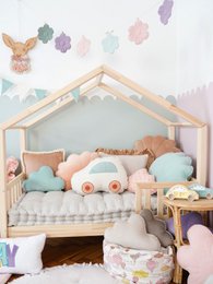 Oreiller Nuage en Velours pour chambre de bébé "Menthe"