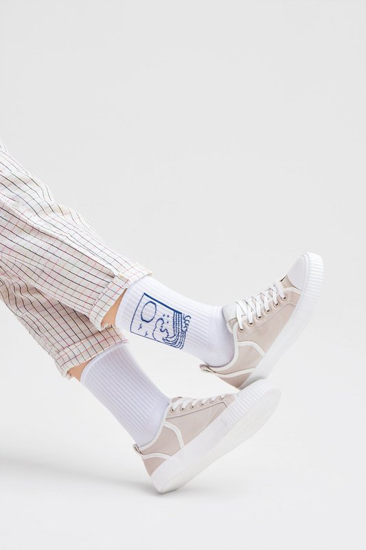 Organic Ocean Socks - White tennis socks with an ocean motif