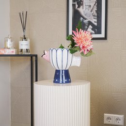Vaso - Fish - Dolomite -Blue/bianco/rosa -21x13.5x18cm