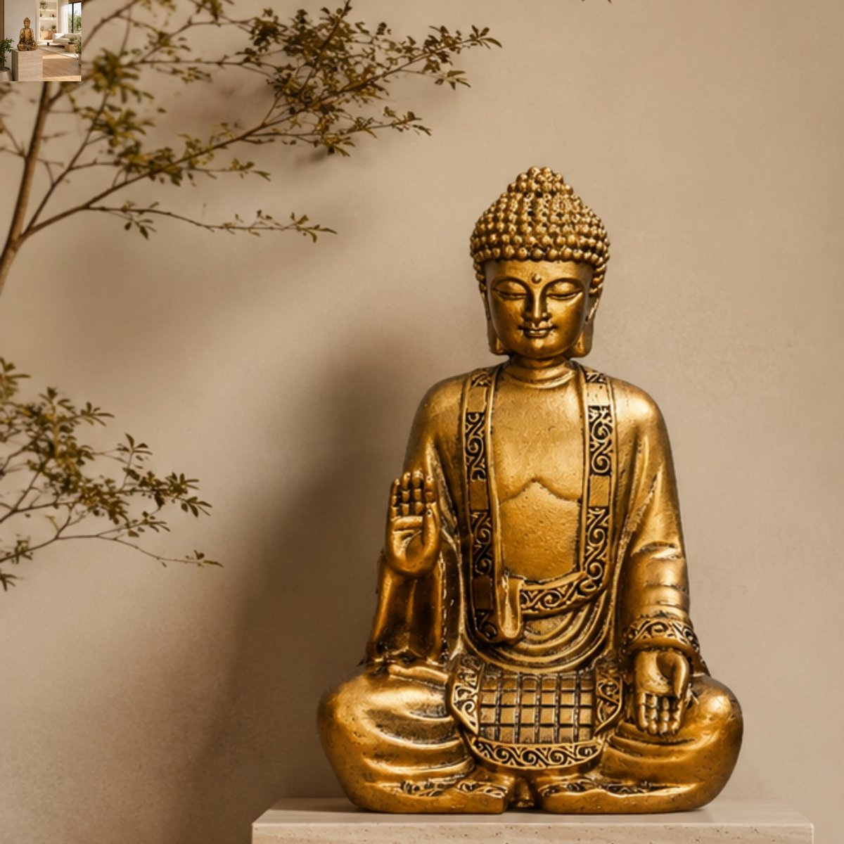 Statua di Bodhi in oro - Decorazione Zen e Feng Shui - Per creare un'atmosfera rilassante e spirituale - Idea regalo fortunata
