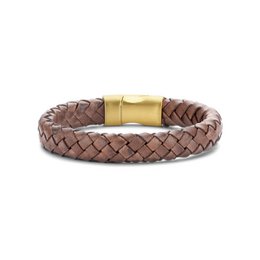 Frank 1967 pulsera cuero trenzado marrón oscuro 23cm ipg