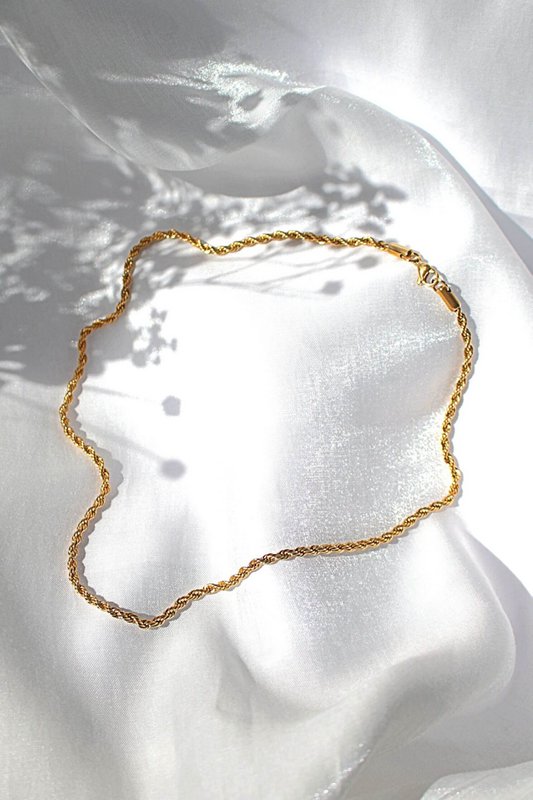 24K Twisted Rope Chain Necklace