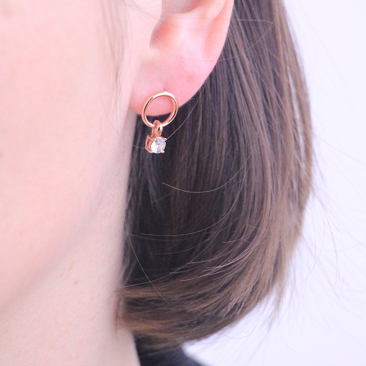 Pendientes Octavia - Oro rosa y cristal