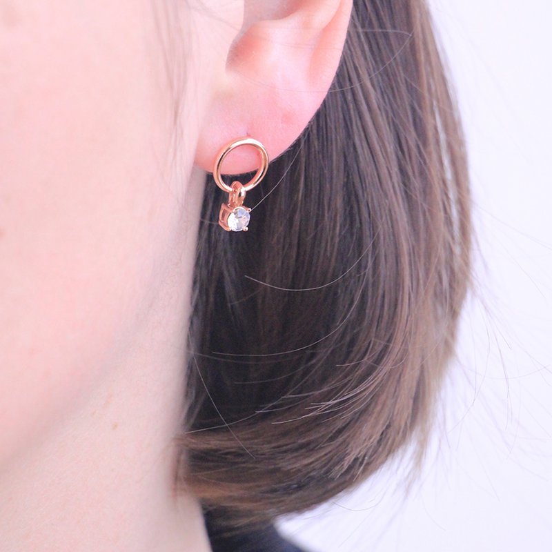 Boucles d'oreilles Octavia - Or RosÃ© et Cristal