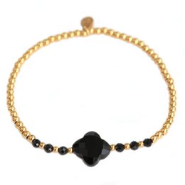 Bracelet facette trèfle noir
