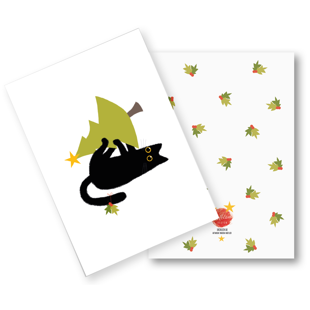 Carte de Noël chats (carte pliante avec enveloppe) "Christmas Kitten"