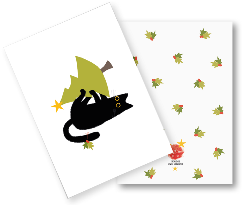 Christmas card cats (folding card with envelope) "Christmas Kitten"