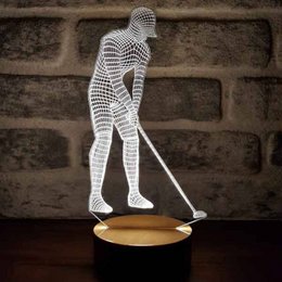 Lampa LED dla golfistów 3D | Drewniana bateria i kabel USB