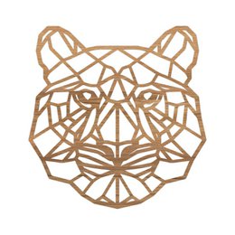 Geometric animal tiger wall art in brown, available in 3 sizes. Decorative relief image with abstract tiger design.