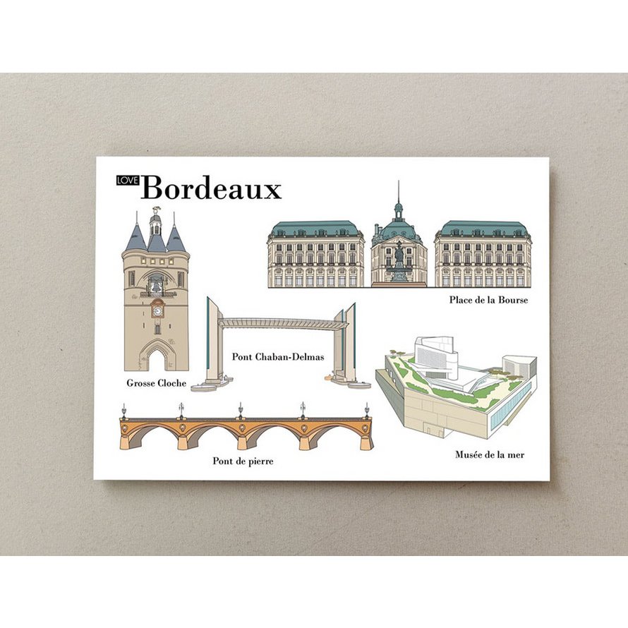 Illustrierte Postkarten Bordeaux