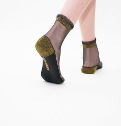 Shine - Dorado - Calcetines de mujer en gasa ultrarresistente