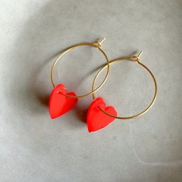 Øreringe Hoops Lume Charms | Hjerte rød