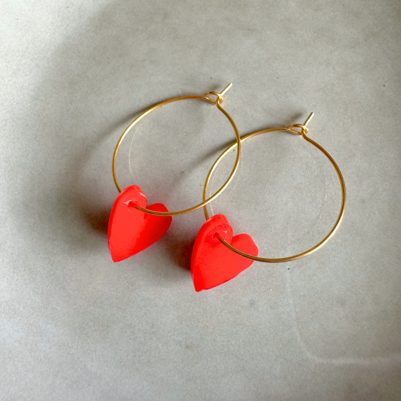 Øreringe Hoops Lume Charms | Hjerte rød
