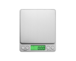 Precision digital scale with green LCD display, compact and lightweight design for accurate weighing of small items.
