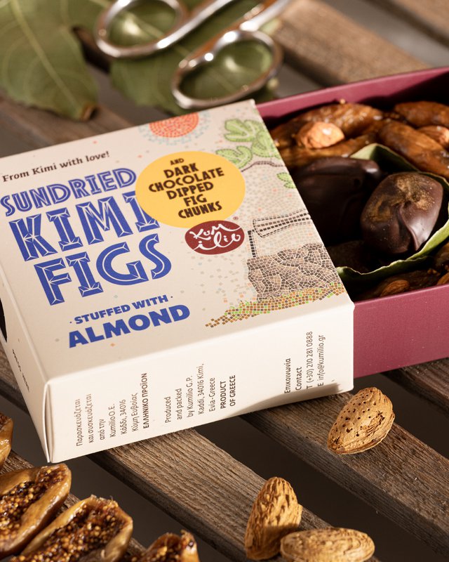 KUMILIO Premium Kími fig GIFT BOX filled with Nuts & dark Chocolate dipped 180g