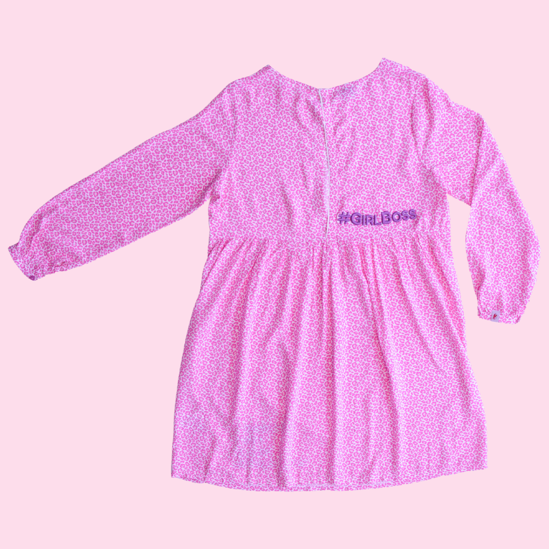 Zomerjurk %23GirlBoss ROZE leoprint viscose %23StatementFashion "The Message Dress"