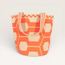 Geometric round tote L | Watermelon