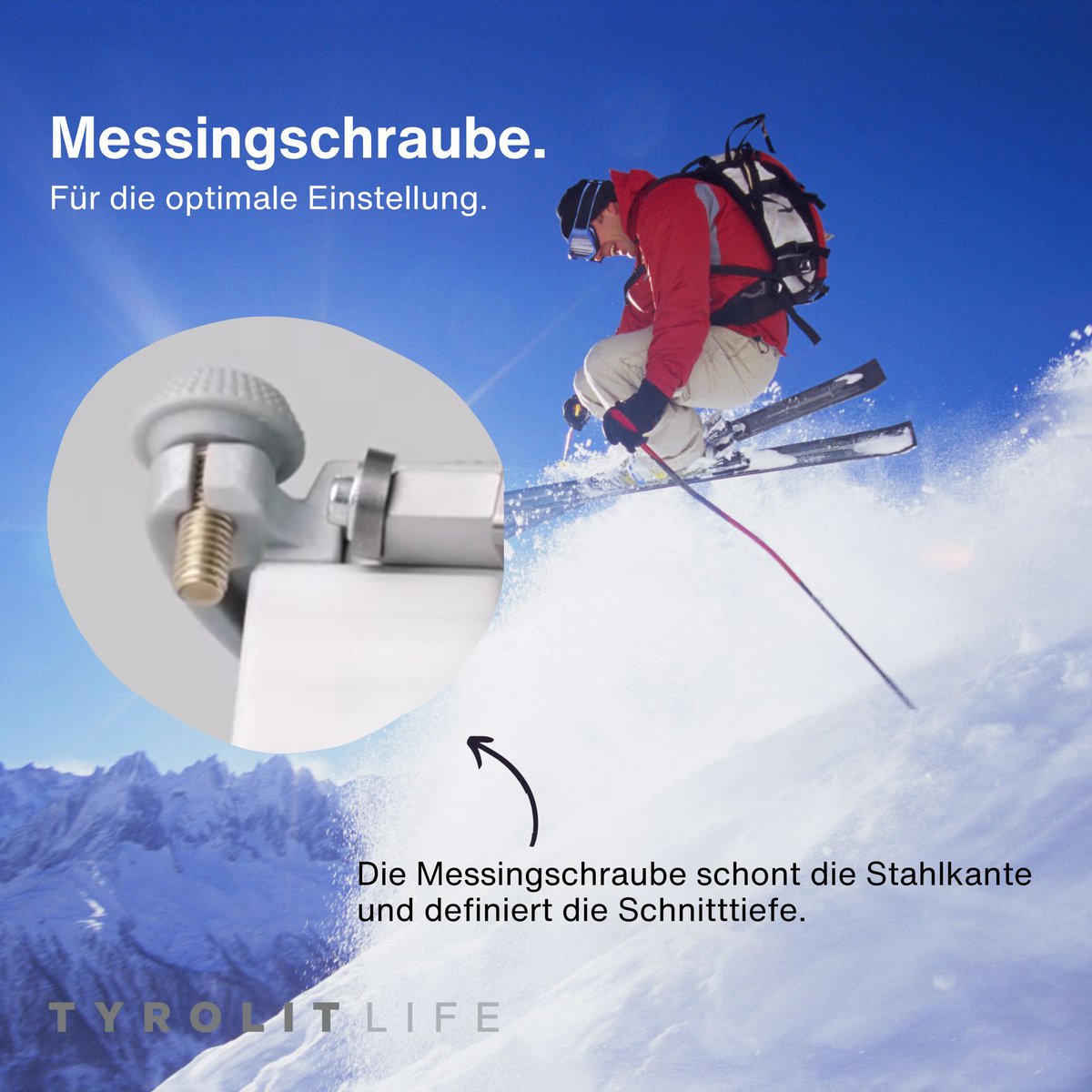 Extractor de flancos Tyrolit Life - procesamiento de bordes preciso y cuidadoso para esquís y tablas de snowboard - la base perfecta para bordes limpios - ajustable de forma flexible