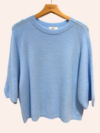 Pull col rond manches raglan 3/4 en alpaga et laine