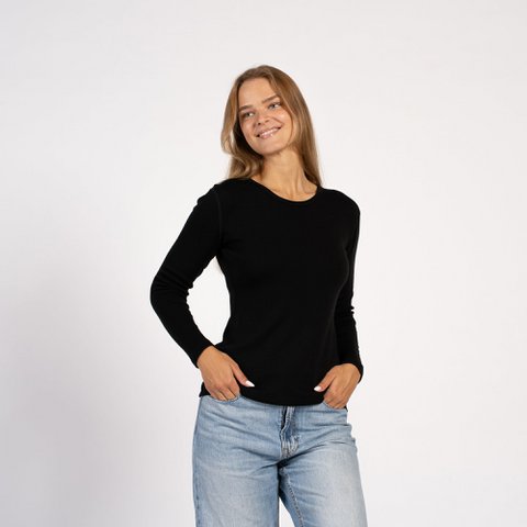 Damen Merino 250 Long Sleeve Crew Schwarz
