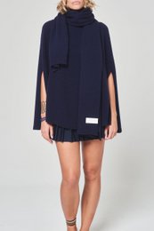 Cashmere tørklæde uni marin