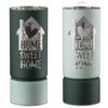 Windlicht (LED), zylindrisch, "Sweet Home", Hausmotiv, Spruch, Glas, hellgrün, dunkelgrün, VE 8, 2fach sortiert, H. 15 cm, D. 7 cm