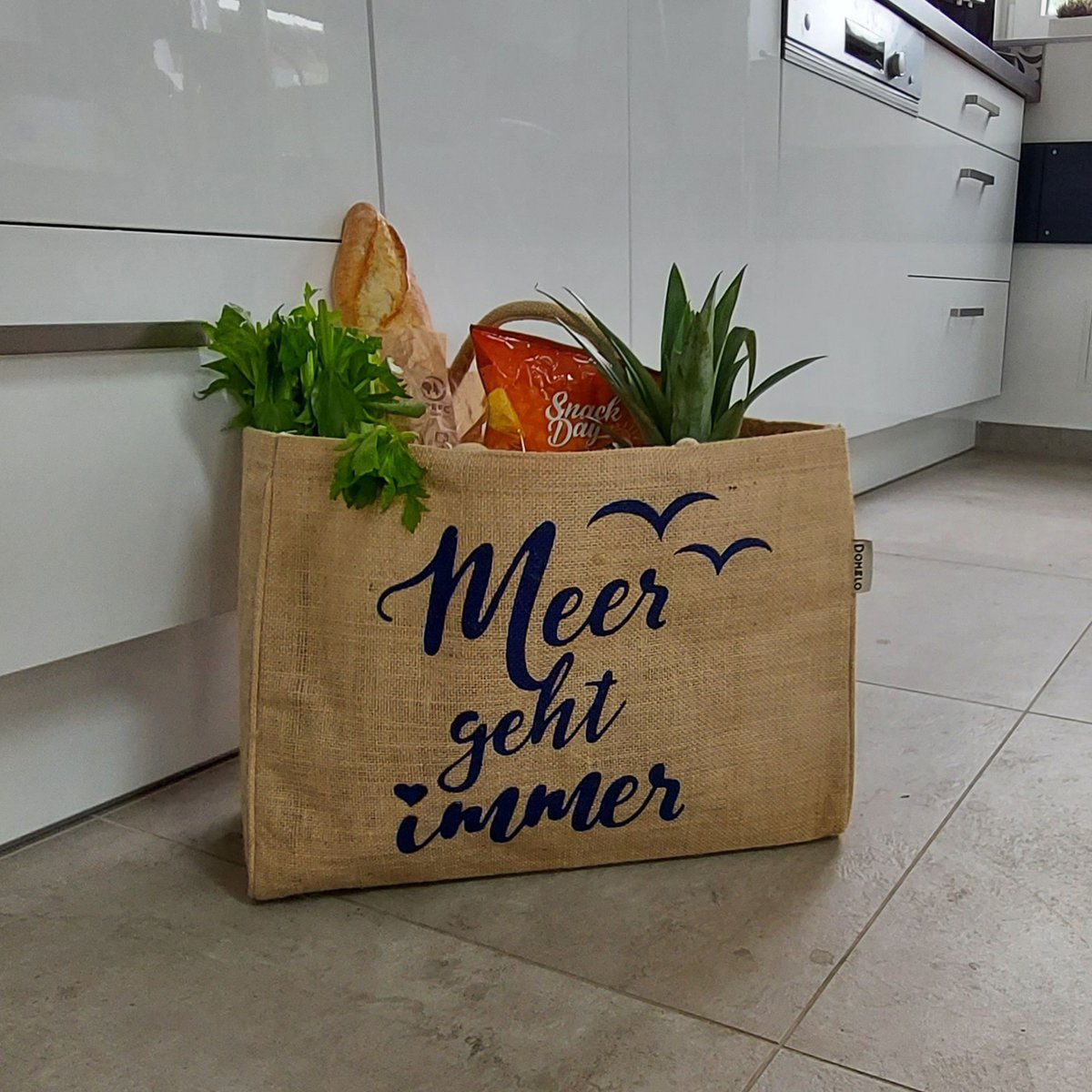 Domelo Jutetasche Einkaufstasche. Jute Shopper Tasche. Große wasserabweisende Einkaufskorb/ Strandtasche . Badetasche XXL/ Shopping bag Geschenke für Frauen.