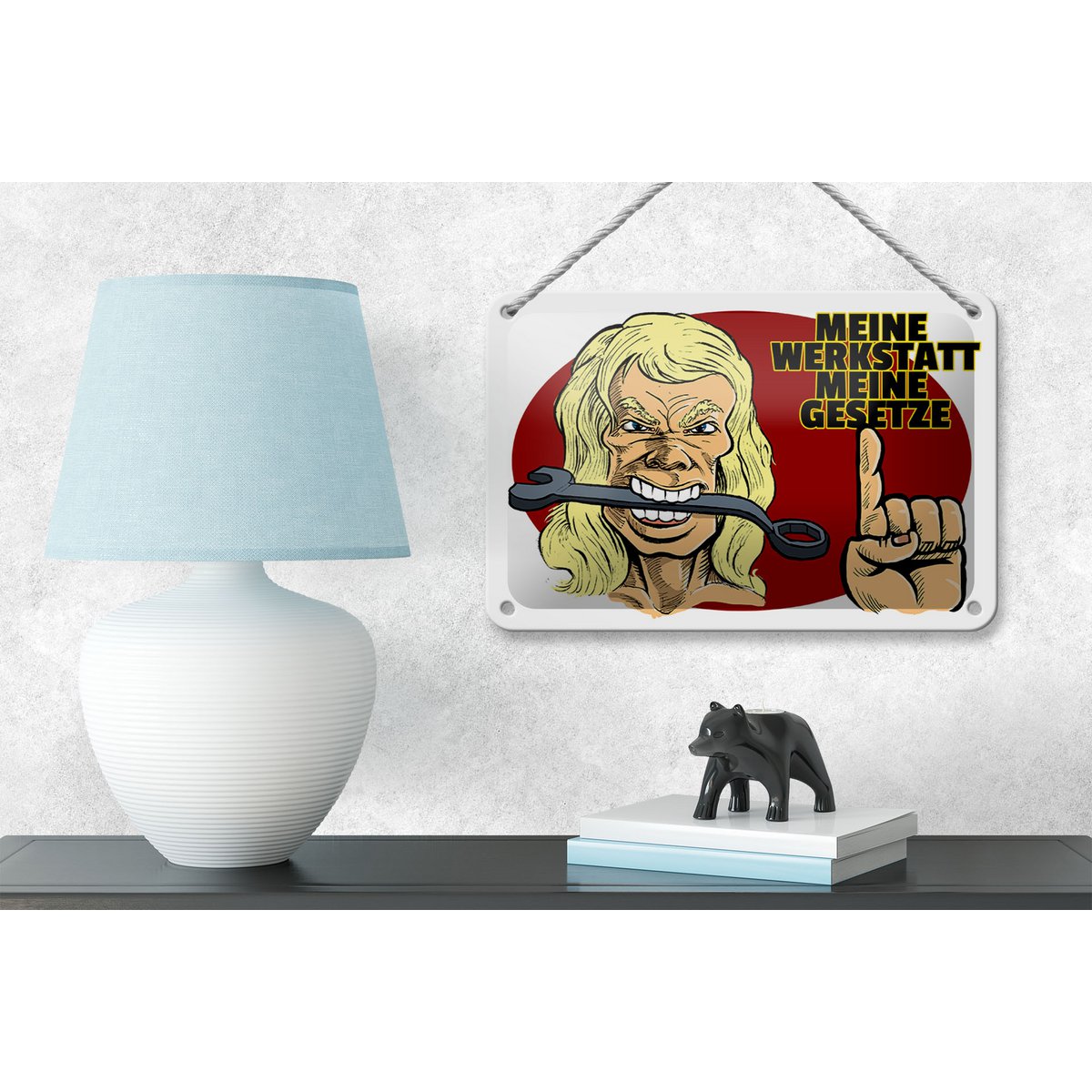 Tin sign note 18x12cm My workshop my laws decoration