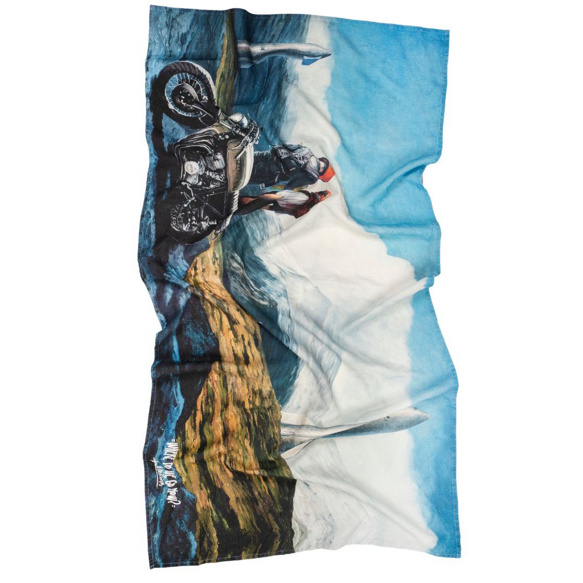 Linen beach towel Where Do We Go Now - Algis Kriščiūnas