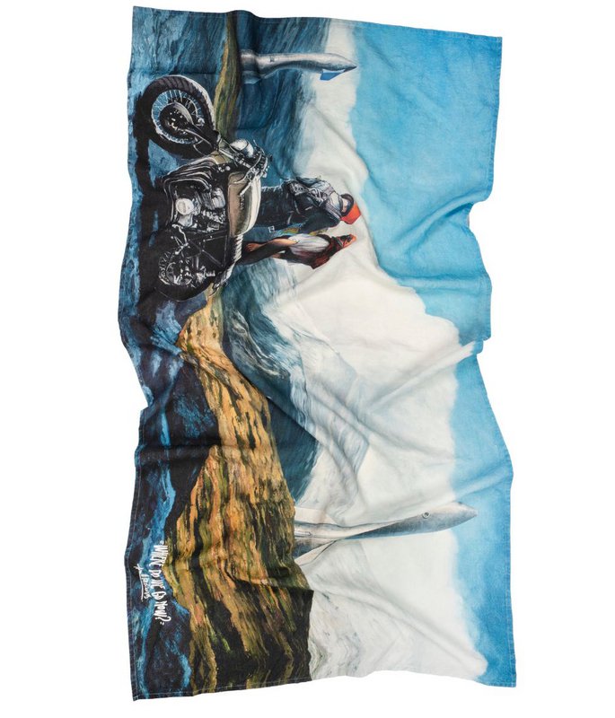 Linen beach towel Where Do We Go Now - Algis Kriščiūnas
