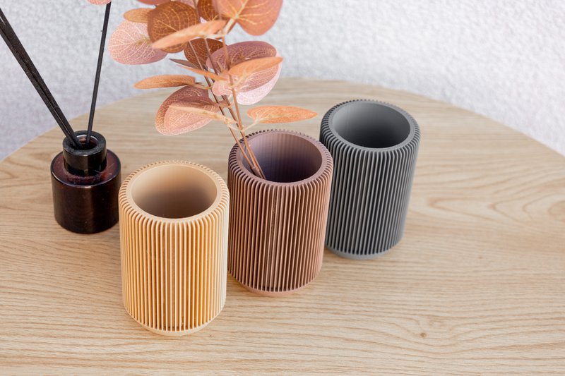 Earth Tone Round Ripple Organizer – Modern Geometric Storage Solution for Desk, Office, or Home Décor, Makeup Brush Holder, Office Desk Deco