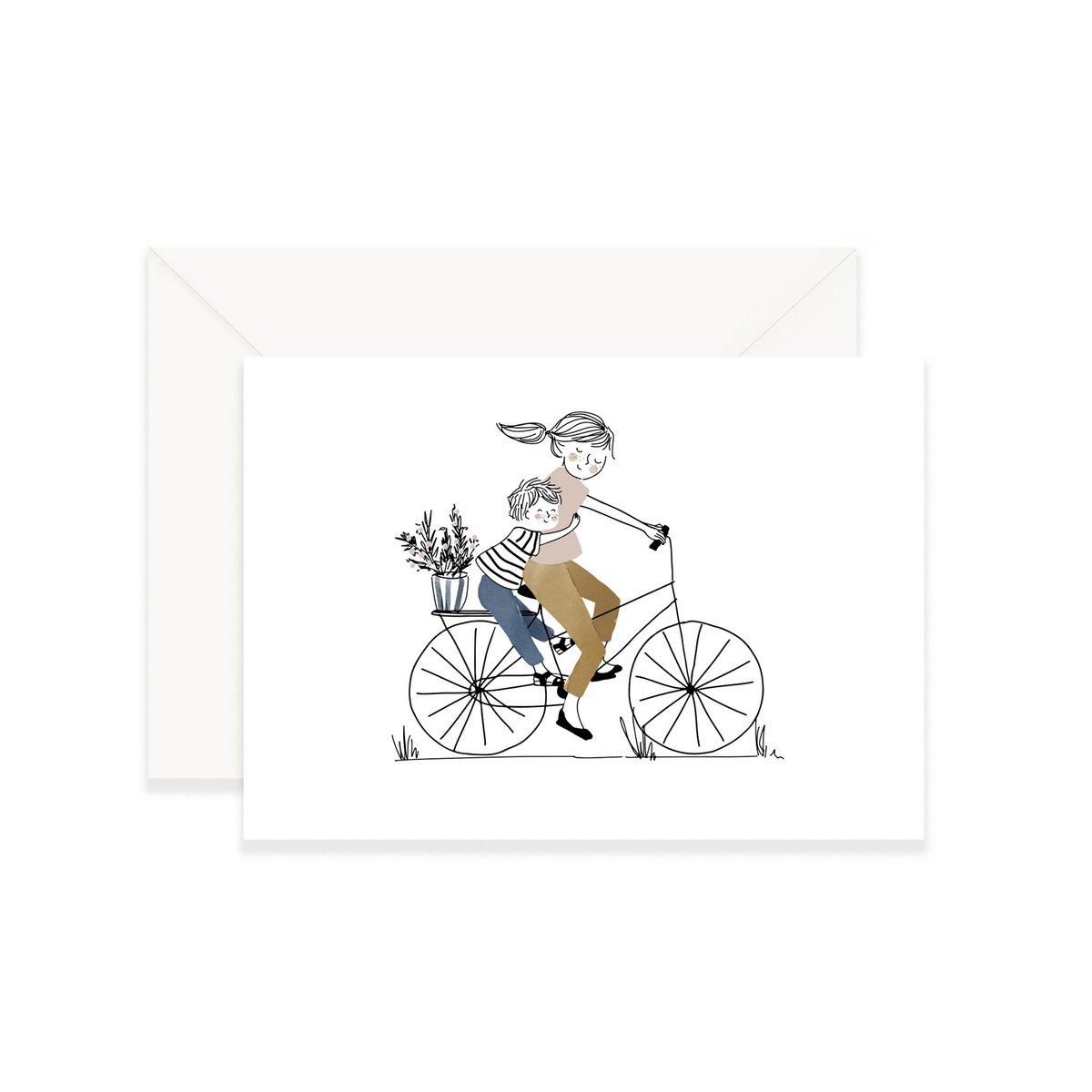 Carte Bike Ride Boy - Maman et son fils sur un vélo