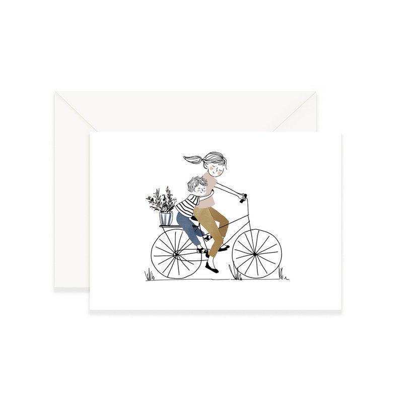 Card Bike Ride Boy - Mutter und ihr Sohn auf einem Fahrrad