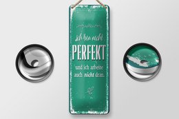 Tin sign saying 27x10 cm not perfect and don't work on it decorative sign