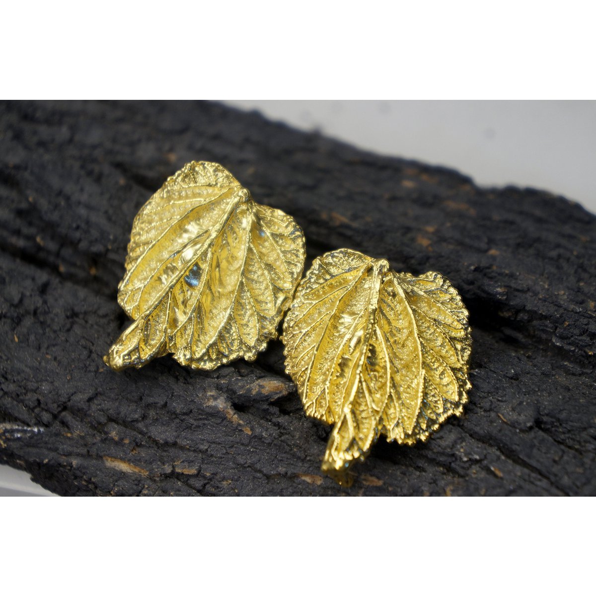 Mulberry Leaf Earrings - Real Leaves Coated in Gold and Silver