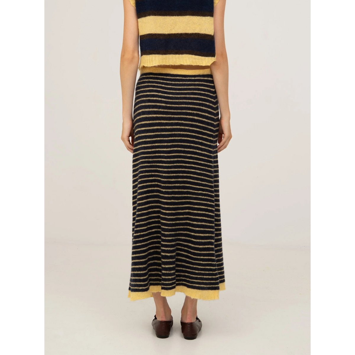 Charm stribet maxi-nederdel