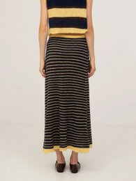 Charm stribet maxi-nederdel