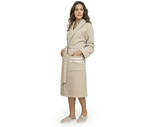 Waffel-Bademantel beige (Unisex)