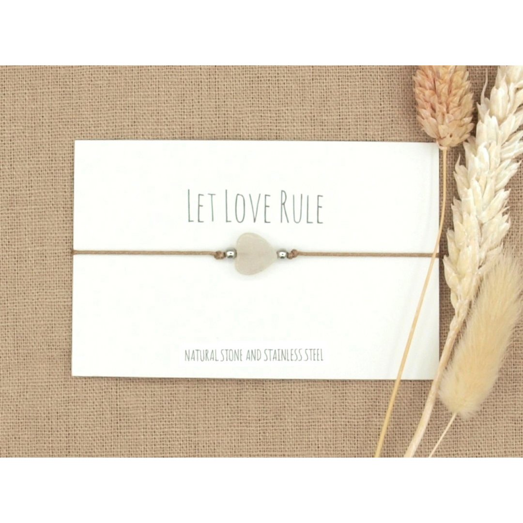 Armband love rozenkwarts goud,zilver RVS