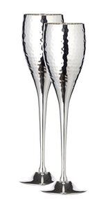 EDZARD set of 2 champagne flute Dodo, hammered, silver-plated, height 23 cm, capacity 200 ml