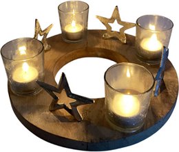 Teak tea light holder ø 30 cm