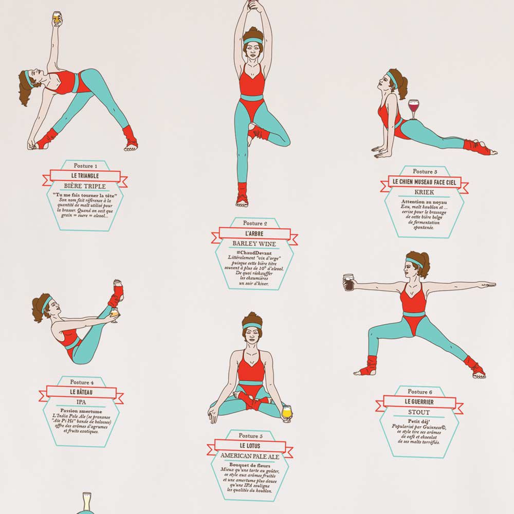 Affiche Bière & Yoga - Bière & Yoga Femme - 50 x 70 cm