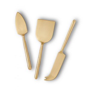 Kaasmessen Set 3-delig Italy – Mat Goud – RVS 18/10 – Kaasmes Set – Voor Harde en Zachte Kazen