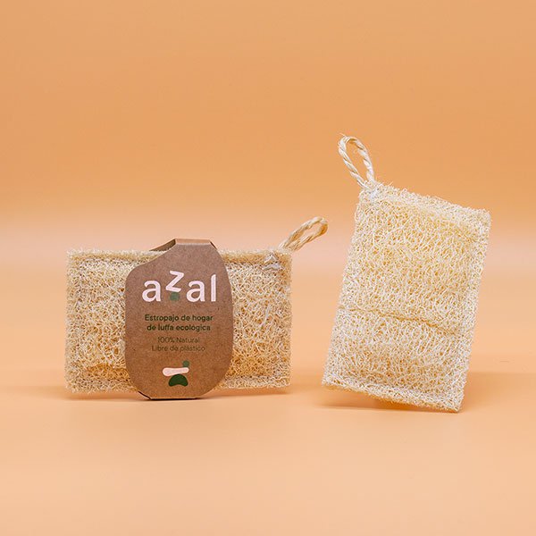 Luffa schuursponsje met handvat. Ergonomisch. Azal.