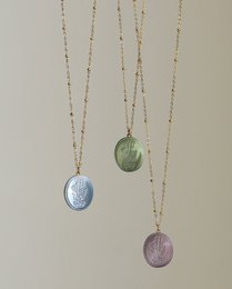 Botanical Mother of Pearl Medallion Necklace