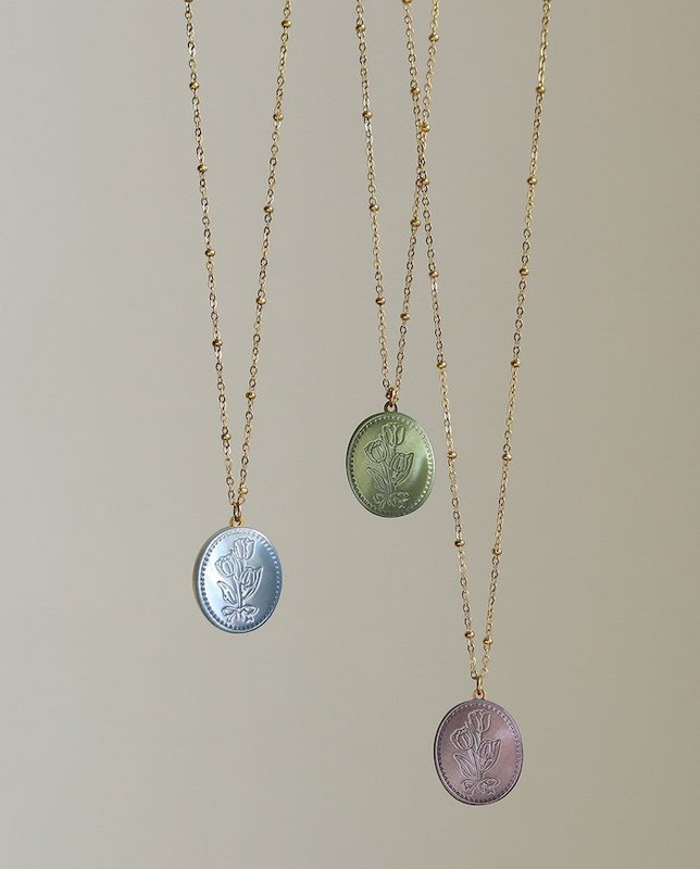 Botanical Mother of Pearl Medallion Necklace