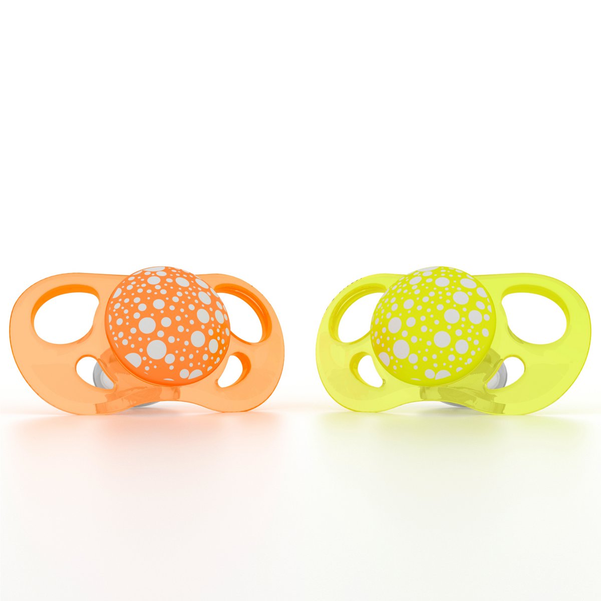 Set de 2 chupetes 4m+ naranja+amarillo