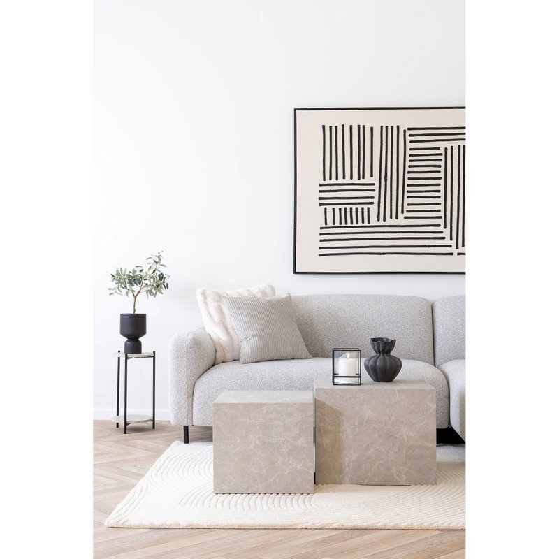 Praagse salontafelset - Beige, marmerlook, MDF, decorpapier, set van 2