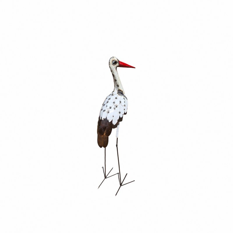 METAL NATURAL- WHITE LARGE STORK BIRD