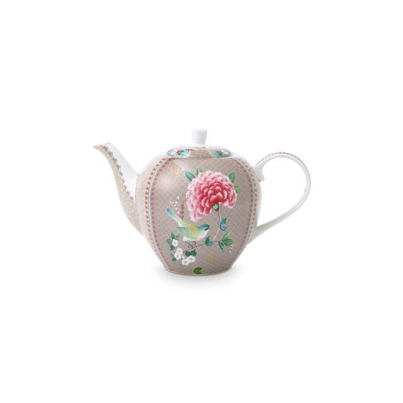 Tea Pot Large Blushing Birds Khaki 1.6ltr